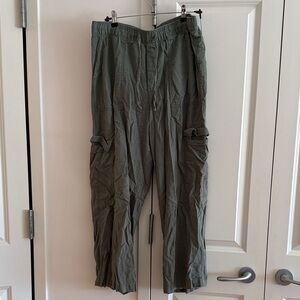 GAP Women's Olive Linen Blend Wide Leg Pants